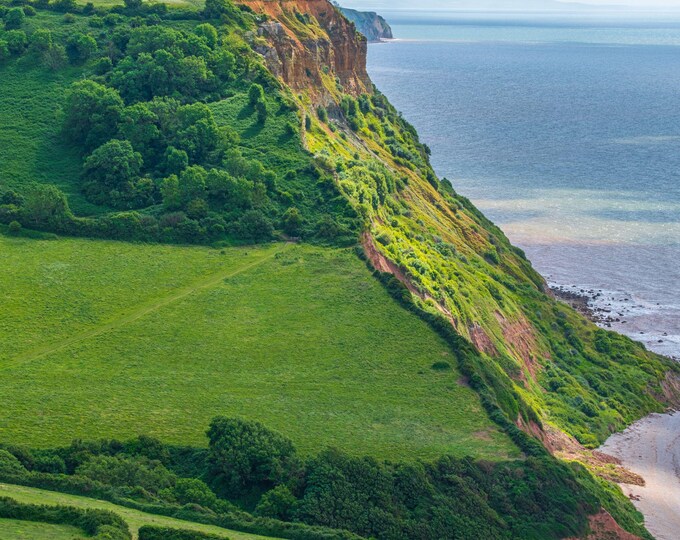 Red Cliffs and Atlantic Ocean Photo, Sidmouth East Devon Scenic Digital Download"