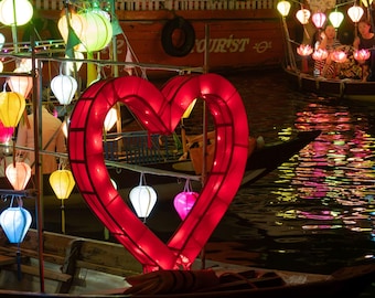 Hoi An Vietnam Night Photo: Lantern Boats, River Reflections (Digital Download)