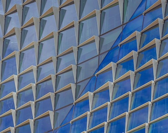 Sydney Architecture Photo: Abstract Blue Window Pattern (Digital Download)