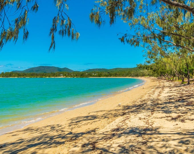 Stunning Azure Sea, photo download, travel lover gift, Beach Wall Decor Tropical Empty Beach, Sunshine Queensland Australia Photo print