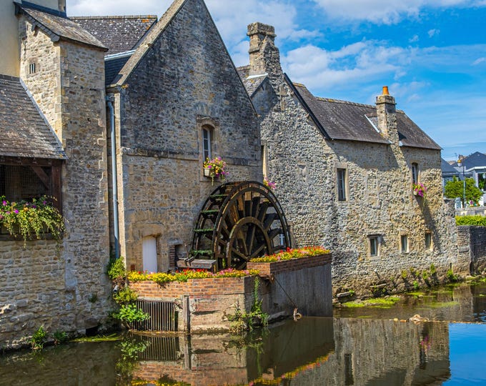 Ancient rustic Mill in Bayeux France on the river Aure, Calvados- summer photo download