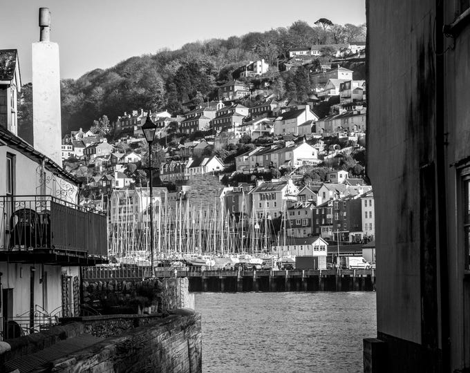 BW Photo Instant download, Dartmouth Ancient Marine Harbour Devon Marine Wall Art Decor Sea Lover Gift for Him, High Res Art Print