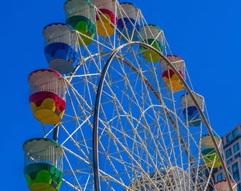 Sydney Harbour Ferris Wheel Photo: Colorful Cityscape Art (Digital Download)