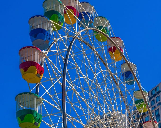 Colourful Big Wheel Funfair Photo Download, Sydney Darling Harbour Coastal Art, Traveller Gift & Wall Decor
