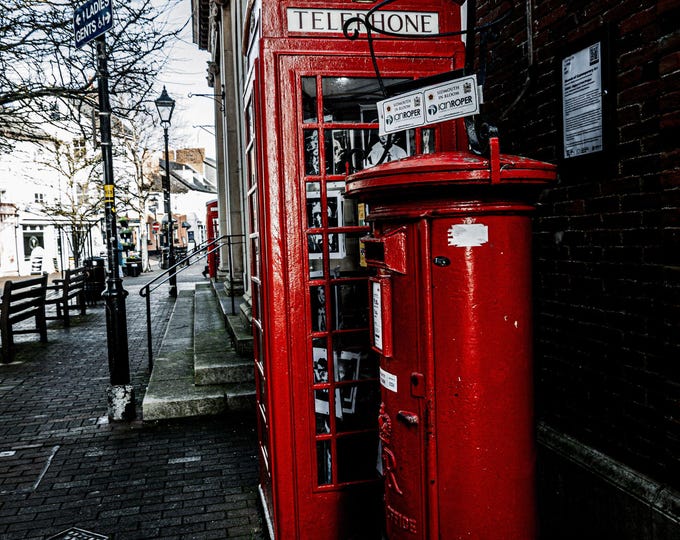 British Phone Booth Red Mailbox Wall Art Devon England Photography Print UK Culture Souvenir Nostalgic British Scene Iconic Decor Gift