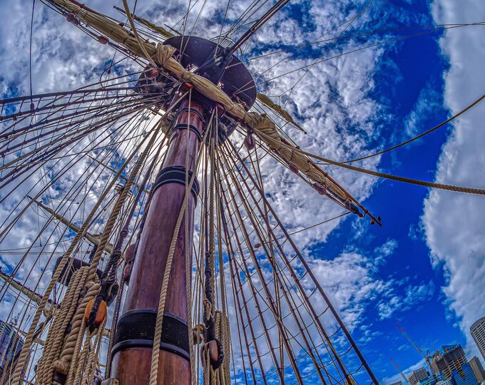 Vintage Sailing Ship Mast and Rigging - Sydney Australia Print Photo | Digital Download Gift for nautical lover, High Res Fine art wall deco
