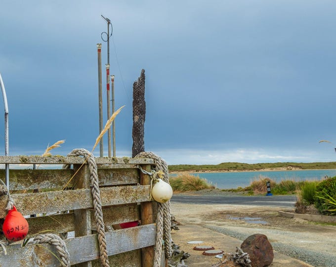 Ropes and Buoys with Pampas Grass by the Sea – Dunedin, New Zealand South Island Coastal Photo, Nautical Wall Art