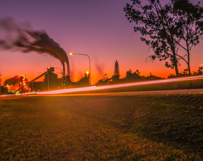 Sugar factory night light tails - Queensland Australia- photo digital download