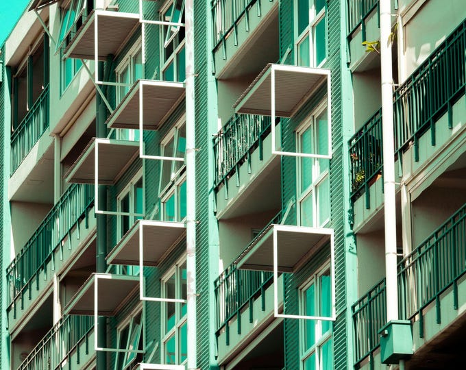 Symmetry in Green Abstract Photo | Townsville Building, Australia | Instant Download