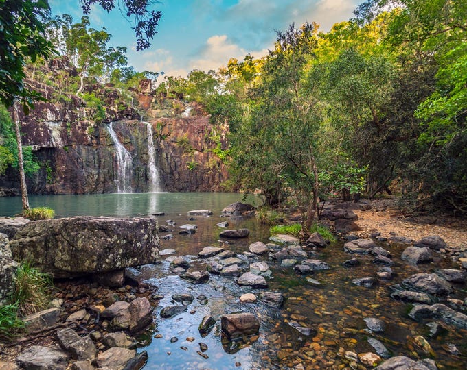 Photo Instant Download Waterfall Australian Rainforest Queensland, Nature lover Gift traveller Tropical Fine Art High Res Pic,
