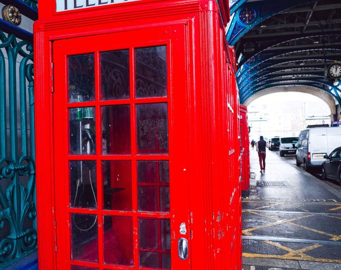 Traditional Red British Phone Boxes, Smithfield Market London Photo Download, london decor wall art , city lover gift