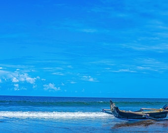 Traditional Boat on Bali Beach - Blue Sea and Sand Photo Download