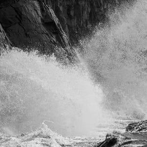 Stormy Devon Coast Seascape: Black and White Waves Photo (Digital Download)