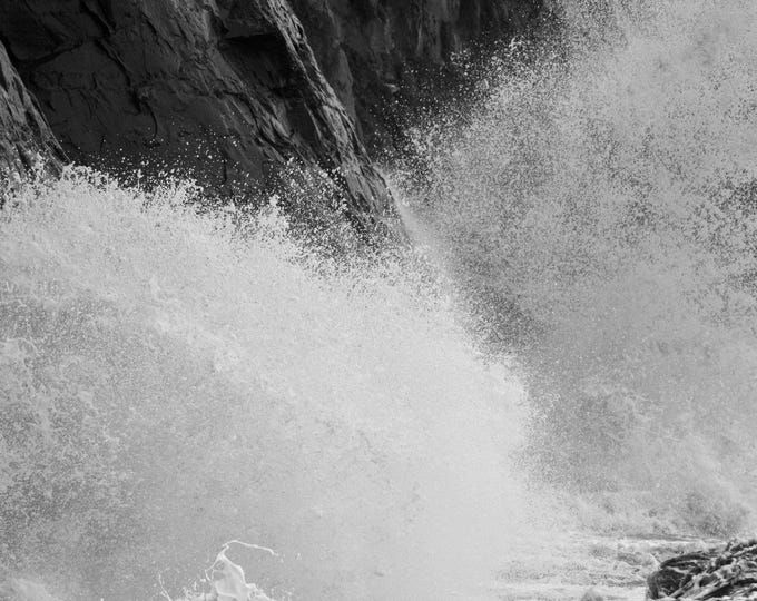 Dramatic Black and White Waves Photo Download, Devon Coast Seascape, Stormy Sea Wall Art for Sea Lovers