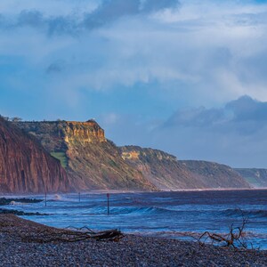 Devon Red Cliffs Photo: Rugged Coastal Landscape Art (Digital Download