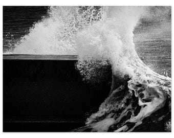 Black & White Storm Wave Devon – Fine Art Print (Unframed)