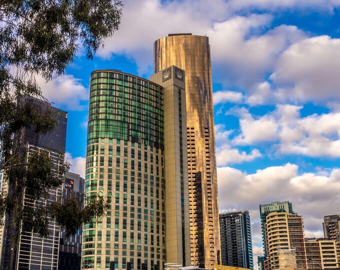 Melbourne Skyline, Architectural Gold Highlights, Australia Photo Download