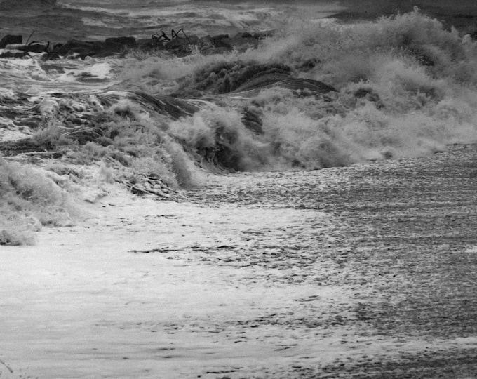 Black and White Photo - Mountainous Seas and Cliffs, Sidmouth Devon | Digital Download