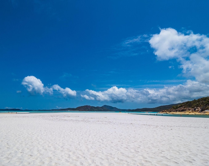 Photo Instant Download, tropical White Sand Beach, Azure Sea Blue Sky Whitsunday Islands  Travel Lover Gift, Australian Decor Print