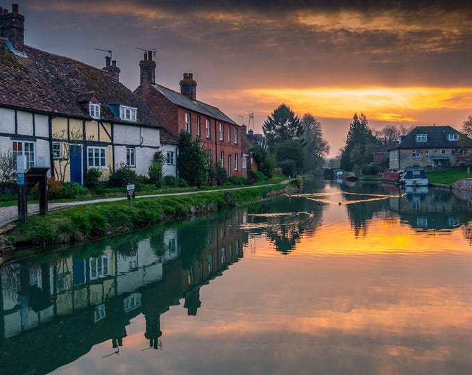 Golden Sunset Over Canal - Hungerford, Berkshire Photo | Digital Download