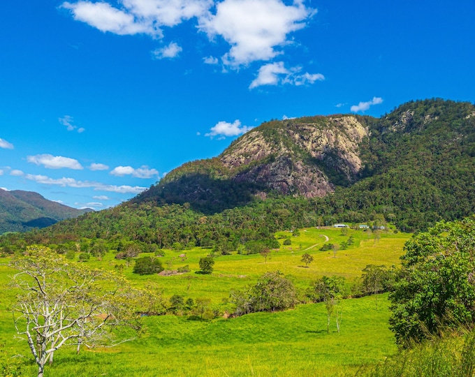 Australian queensland landscape view instant download photo, mountains farm decor wall art high res fine art , travel lover gift