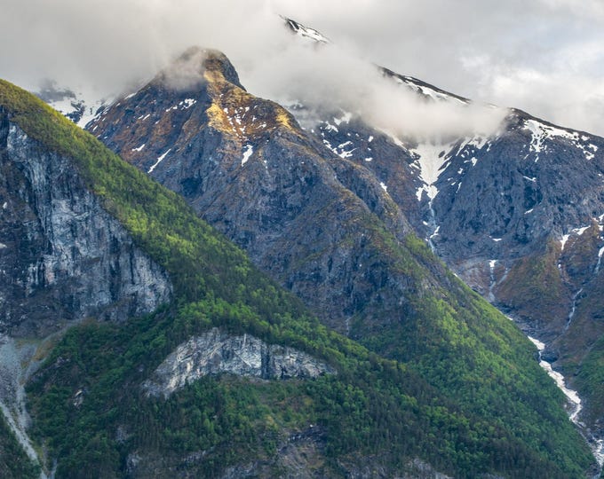 Stunning Snowy Fjord Photo Download | Dramatic Mountain Scene Norway | Travel Lover Wall Art | High Res Fine Art Print | Nordic Landscape