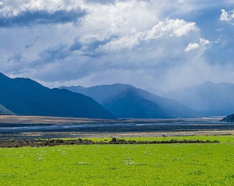 New Zealand Landscape Photo: Mountains & Clouds Digital Print (Download)