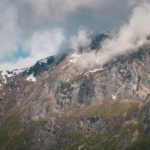 Norway Fjord Mountain Print | Snow-Capped Landscape Photo | Nordic Wall Art Download | Scenic Nature Photography | Instant Download