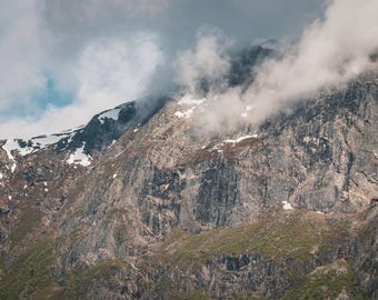 Norway Fjord Print: Snow Mountain Landscape Photography (Digital Download