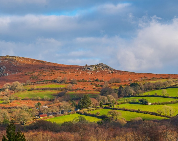 Winter Sunlit Stunning Dartmoor Landscape Photo Download, Dartmoor Rock Tor Wall Art Gift Decor,High Res Fine Art,  Nature Print