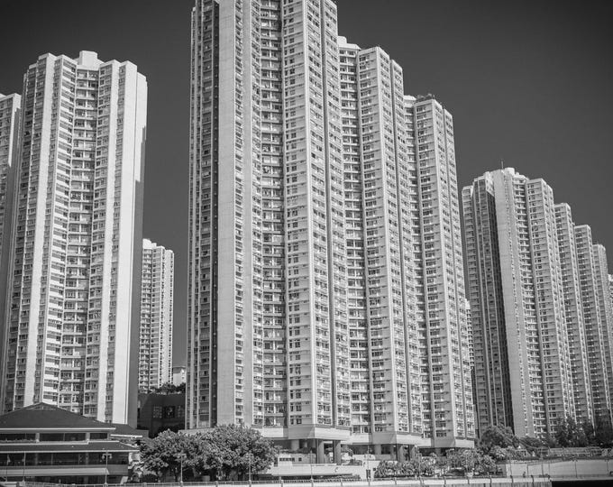 Hong Kong Architecture Photo - White Towers Cityscape Print - Instant Digital Download, Travel Lover Gift, Asia Wall Ar Decor Fine Art