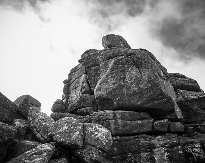 Photo Download  Dartmoor Misty Rocks - Atmospheric Yes Tor Black and White Print - High Resolution Digital Art for Wall Decor - Instant
