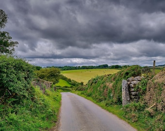 Dartmoor Storm Clouds Photo: Moody Landscape Art, Devon England (Digital Download)