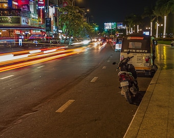Cambodia Night Light Trails Photography Print - Exotic Travel Wall Art (Digital Download)