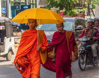 Phnom Penh Monks Photo: Cambodia Travel Art Print (Digital Download)