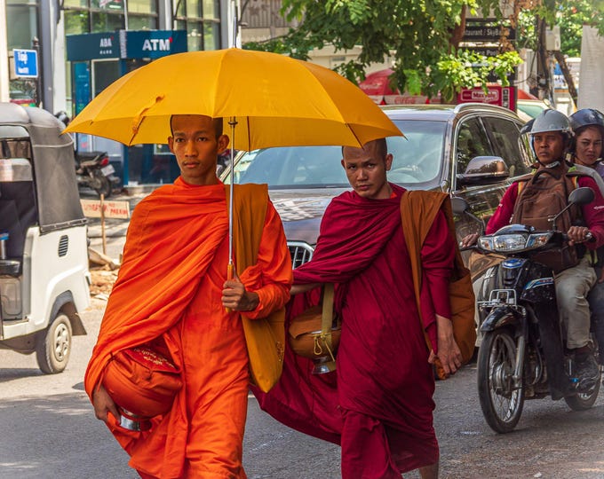 Monks in Phnom Penh, Cambodia, Photo Download  Clad Buddhist – High Res Fine Travel Art & Asia Culture Decor Gift