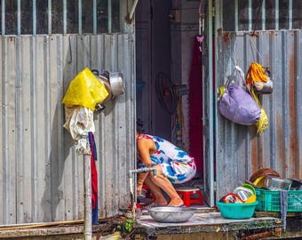 Mekong Delta Photo: Authentic Riverside Dwelling, Vietnam Travel Art (Digital Download)