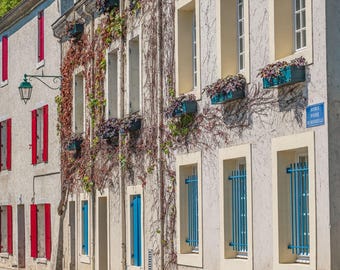 Brantôme France Photo Print: Colorful Shutters, River Dronne (Digital Download)