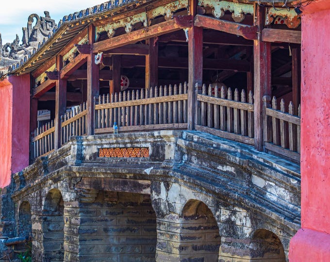 Ancient Japanese Bridge Photo Download, Hoi An Vietnam River Scene, Historic Wall Art & Traveller Gift Print