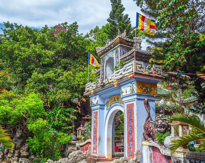 Stunning Colourful ancient Buddhist Temple Hue Photo Download – Vietnam Travel Gift, Asian Wall Art, High Res Religion Temple Print