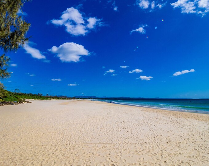 Tropical White Sand Beach - Australian Coast Photo | Blue Sky Coastal Scene | Instant Digital Download-Travel Lover Decor- Beach Art Decor