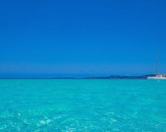 Tropical Beach Scene - Whitsunday Islands Azure Sea Print - White Sand Beach  Art  - Beach Travel Print -Aussie Coastal Ocean Lover Gift