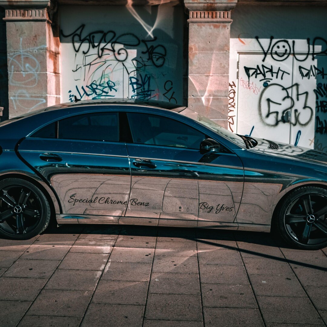 アート・デザイン・音楽 Mercedes-Benz Ignition Chromed Mercedes Graffiti Art Print: Brighton Seafront Car Decor