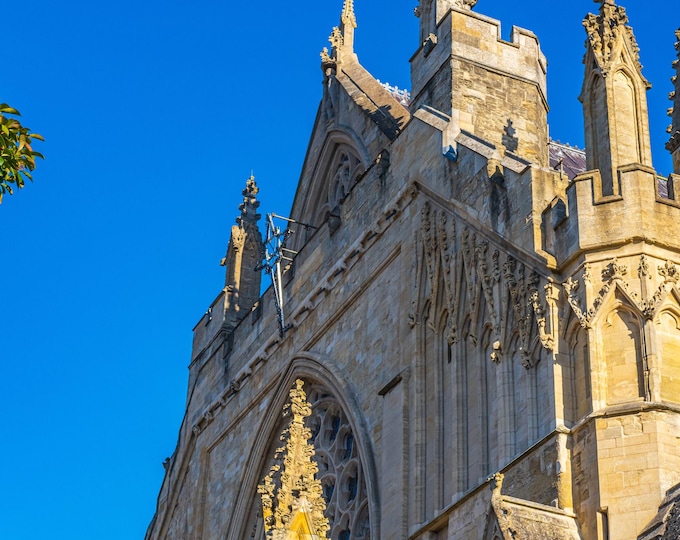 Exeter Cathedral Photo, Sunlit Architecture Scene, Digital Download