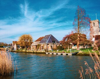 River Frome and Rushes Photo Download, Spring England Landscape, Fine Art Wall Decor and Nature Gift
