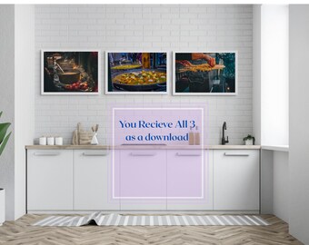 Moody Kitchen Wall Art – 3 Food Photo Download Bundle