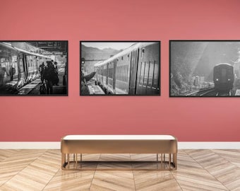 Vintage Steam Train Photography Prints | Black & White Railway Art (Digital Download)