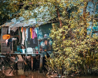Mekong Delta Photo Print: Vietnam River House, Asian Landscape (Digital Download)