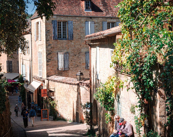 Ancient French Street Scene Photo Download, Rural Medieval Town, Travel Lover Gift and Boho Cottage Wall Art