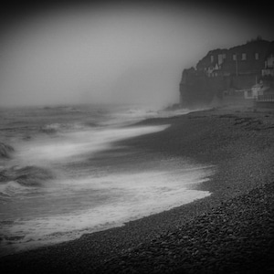 Black and White Storm Seascape Photo: Sidmouth Devon Coast (Digital Download)